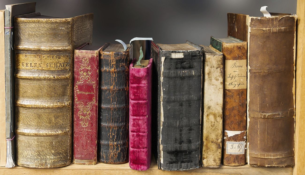 Free antique books on shelf